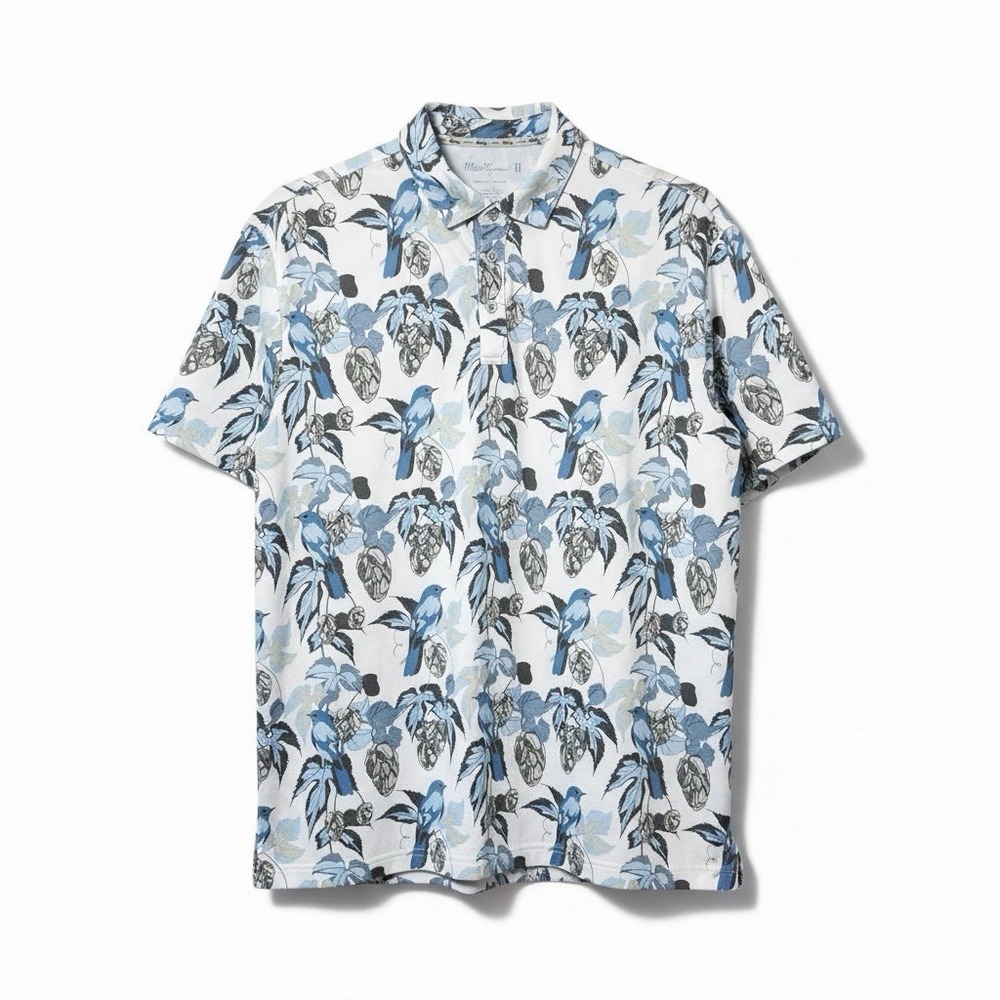 Walter Hagen Majors 11 Polo Shirt XL Blue‎ Bird Print Performance Golf Stretch